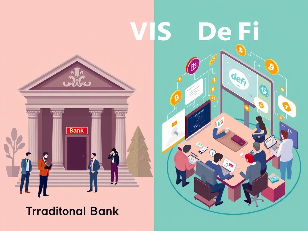 A visual comparison of traditional banks versus DeFi platforms