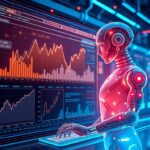 Concept illustration of AI analyzing financial data charts