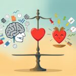 Mind and finance concept illustration showing balance between emotion and logic